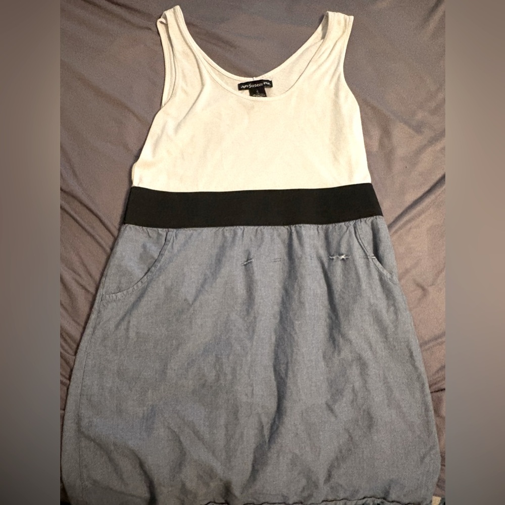 Sixteen White and Faux Denim Dress with Pockets for Summer, Create Something New